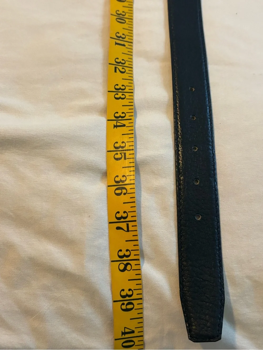 Vtg Christian Dior black leather belt brass CD logo designer belt size 36, Spain